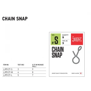 AGRAFA RAPIDA LUCHY JOHN CHAIN SNAP LJP5127 Marime: S 9buc/plic 3kg AGRAFA RAPIDA LUCHY JOHN CHAIN SNAP LJP5127 Marime: S 9buc/plic 3kg