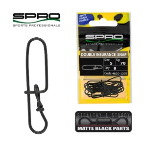 Agrafa Spro Double Insurace Matt Black, Nr.4, 55kg, 8buc/plic