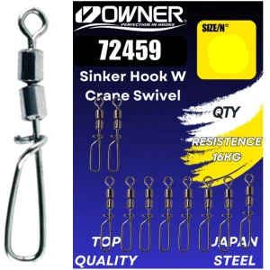 Vartej Agrafa Owner Amaz 72459 Sinker Hook W Crane, 10.3kg, Nr.18, 10buc/plic Vartej Agrafa Owner Amaz 72459 Sinker Hook W Crane, 10.3kg, Nr.18, 10buc/plic
