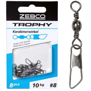Agrafa Cu Vartej ZEBCO Trophy Snap Link Swivel, 14kg, Nr.6, 8buc/pac