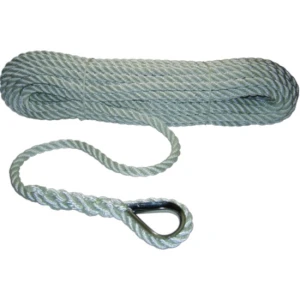 Parama pentru Ancora ALLROUNDMARIN, Poliester, cu Rodanta din Inox, 8mm, 30m, Alb