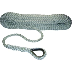 Parama pentru Ancora din Poliester ALLROUNDMARIN, Rasucita, 40m, 16mm, cu Ochet Inox