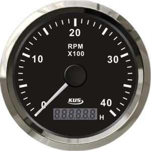 Tahometru KUS cu Contor Ore pentru Motoare Inboard, Negru, 4000rpm