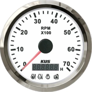 Tahometru KUS cu Contor Ore pentru Motoare Outboard, Alb, 7000rpm