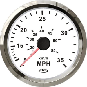 Vitezometru Mecanic KUS cu Tub Pitot, Alb, 0-35mph/60km/h, 12/24V, 85mm