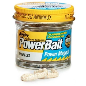 Larve Berkley Powerbait Power Maggot, White, 1cm, 110buc/cutie