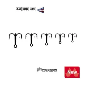 Ancora Tripla Scurta Mustad TR58BLN, Nichel, Nr.4 6buc/plic