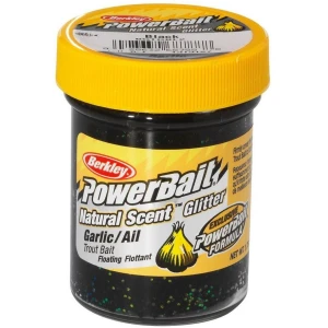 Pasta BERKLEY PowerBait Natural Glitter Trout Dough, Garlic, Black Glitter, 50g