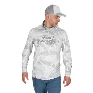 BLUZA FOX RAGE UV HOODED PERFORMANCE TOP CAMO GRAY Marime XXXL