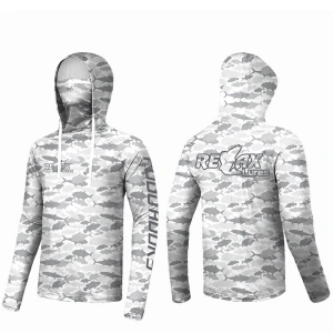 Bluza UV RELAX Blue Wave UPF 50+, Camo Fish, Marime L