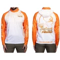 Bluza UV SELECT BAITS Feeder Long Sleeve Hoodie UPF 50+, White and Orange, Marime 2XL