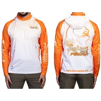 Bluza Uv Select Baits Feeder Long Sleeve Hoodie Upf 50+, White And Orange, Marime L