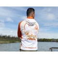 Bluza UV SELECT BAITS Feeder Long Sleeve Hoodie UPF 50+, White and Orange, Marime M