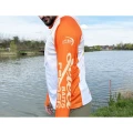 Bluza UV SELECT BAITS Feeder Long Sleeve Hoodie UPF 50+, White and Orange, Marime XL
