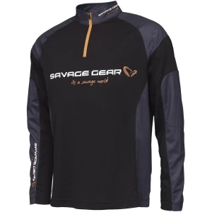 Bluza SAVAGE GEAR Tournament Gear 1/2 Zip, Black INK, Marimea S