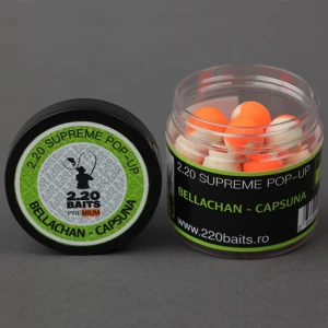 Pop Up 2.20 Baits Supreme, Alb - Portocaliu, Bellachan & Capsuna, 16mm, 100ml