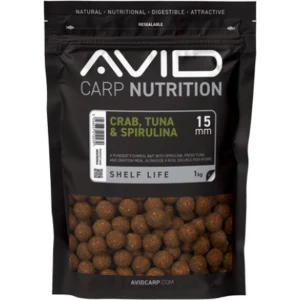 Boilies Tare AVID, Crab Tuna & Spirulina, 15mm, 1kg