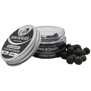 Mini Boilies C&B Semisolubil, Halibut Squid, Negru, 12mm, 60g