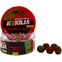 Boilies SENZOR Kokilia Pentru Carlig, Mussel Krill Verde Rosu, 20mm, 200g