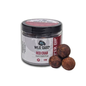 Boilies WLC De Carlig Super Dip Red Crab  ( borcan 120g ) Crab & Squid & Plum 24 MM