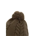 Caciula FOX Khaki Knitted Bobble Hat, Marime Universala Caciula FOX Khaki Knitted Bobble Hat, Marime Universala