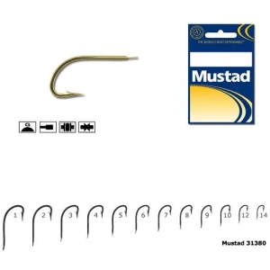 Carlig Mustad M31380, Forjat cu Tija Scurta, Auriu, 10buc/plic Nr.14