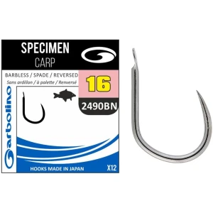 Carlige GARBOLINO Specimen Carp 2490BN Barbless, Nr.8, 12buc