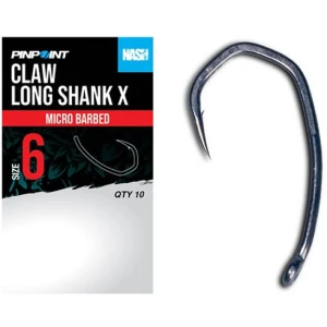 Carlige NASH Claw Long Shank X Size 4, 10buc/pac