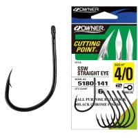 Carlige OWNER 5180 SSW Straight Eye Black Chrome, Nr.4/0, 6buc/pac