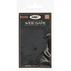 Carlige Teflonate NGT Wide Gape Hooks, Nr.6, 10buc/pac
