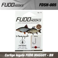 Carlige Legate Fudo Maggot - Bn Nr 10 0.10 Mm/ 50 Cm