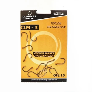 Carlige Feeder Claumar CLM-3 Micro Barbed Teflon Technology 10Buc/Plic Nr 10 Carlige Feeder Claumar CLM-3 Micro Barbed Teflon Technology 10Buc/Plic Nr 10
