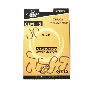 Carlige Feeder Claumar CLM-5 Micro Barbed Teflon Technology 10Buc/Plic Nr 10 Carlige Feeder Claumar CLM-5 Micro Barbed Teflon Technology 10Buc/Plic Nr 10