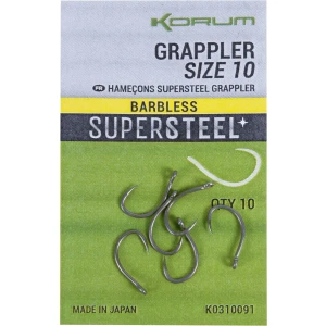 Carlige KORUM Supersteel Grappler Hooks Barbless, Nr.6, 10buc/pac Carlige KORUM Supersteel Grappler Hooks Barbless, Nr.6, 10buc/pac