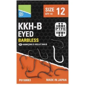 Carlige PRESTON KKH-B Eyed Hooks Barbless, Nr.18, 10buc/pac Carlige PRESTON KKH-B Eyed Hooks Barbless, Nr.18, 10buc/pac