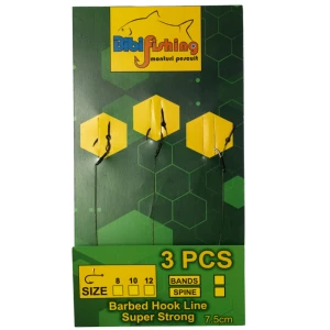 Carlige Legate BIBI FISHING cu Spin, Carlig Nr. 8, 3buc/plic