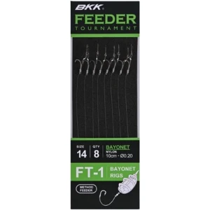 Carlige Legate BKK FT-1 Method Bayonet Feeder Rig 10cm, Nr.8, 0.20mm, 8buc/pac