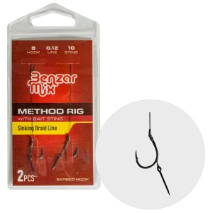 Carlige Legate Benzar Method Fir Textil Bait Sting 8+10mm, Spin, 2buc/pac
