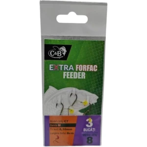 Carlige Legate C&B Method Feeder Rig C-7 Banda, 8cm, Nr. 8, 3buc/pac