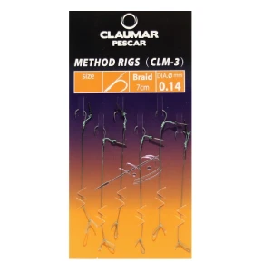 Carlige Legate Feeder cu Spin CLAUMAR Method Rigs, Carlig CLM-3, Nr.8, 7cm, Fir Textil, 0.14mm, 6buc/pac