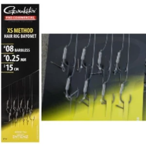 Carlige Legate GAMAKATSU XS Method Hair Rig Bayonet, Nr.8, 0.25mm, 8buc/pac