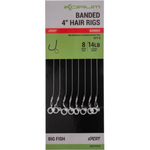 Carlige Legate KORUM Banded Hair Rigs, 10cm, 8lbs, Nr.14, 8buc/pac Carlige Legate KORUM Banded Hair Rigs, 10cm, 8lbs, Nr.14, 8buc/pac