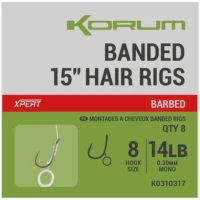 Carlige Legate Korum Banded Hair Rigs, 38cm, 12lbs, Nr.10, 8buc/pac Carlige Legate Korum Banded Hair Rigs, 38cm, 12lbs, Nr.10, 8buc/pac