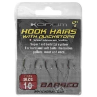 Carlige Legate Korum Barbed Hook Hairs With Quickstops, Nr.10, 5buc/pac Carlige Legate Korum Barbed Hook Hairs With Quickstops, Nr.10, 5buc/pac