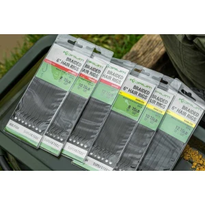 Carlige Legate KORUM Big Fish Braided Hair Rigs Barbless, 15cm, Nr.12, 8buc/pac