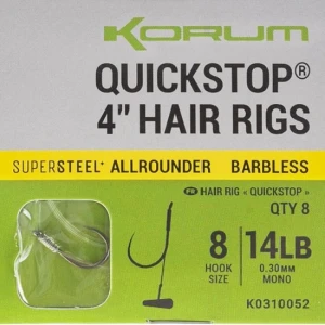 Carlige Legate KORUM Big Fish Hair Rigs with Quickstop 10cm, Nr.12 Barbless, 8buc/pac Carlige Legate KORUM Big Fish Hair Rigs with Quickstop 10cm, Nr.12 Barbless, 8buc/pac