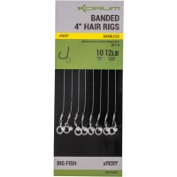 Carlige Legate KORUM Hair Rigs Barbless, 12lbs, Nr.10, 10cm, 8buc/pac