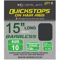 Carlige Legate KORUM Hair Rigs Barbless With Qickstops, 38cm, Nr.14, 8buc/pac