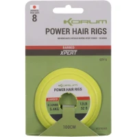 Carlige Legate Korum Power Hair Rigs Barbed Mono, 100cm, 10lbs, 0.28mm, Nr.12, 6buc/pac