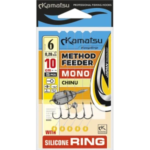 Carlige Legate Kamatsu Chinu Rig Method Feeder Cu Inel Silicon, 10cm, Nr.8, 0.25mm, 5buc/pac Carlige Legate Kamatsu Chinu Rig Method Feeder Cu Inel Silicon, 10cm, Nr.8, 0.25mm, 5buc/pac